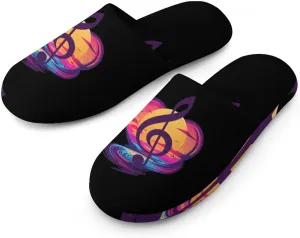 Retro Sunset Note Music Men's House Shoes Cotton Slippers Warm Bedroom Shoes Soft Slipper for Indoor Outdoor