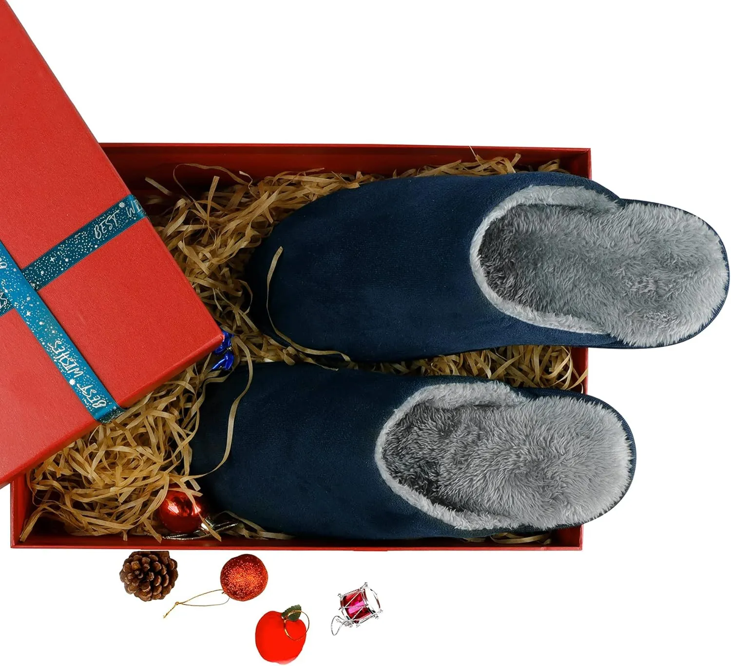 riemot Womens Mens Memory Foam Slippers, Warm Fluffy House Shoes & Cushioned Home Shoe Without Fur, Comfortable Anti Slip Indoor Bedroom Travel Slipper