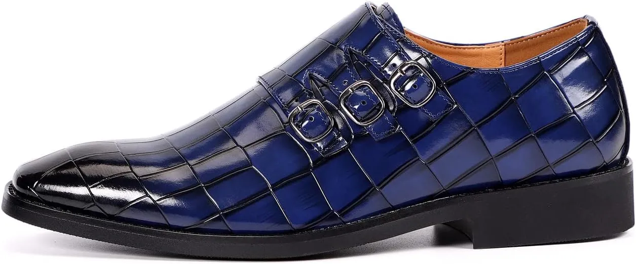 Santimon Men's Dress Loafer Shoes Monk Strap Slip On Formal Business Buckle Oxfords
