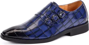 Santimon Men's Dress Loafer Shoes Monk Strap Slip On Formal Business Buckle Oxfords