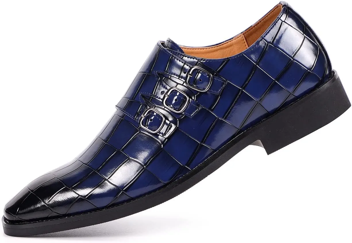 Santimon Men's Dress Loafer Shoes Monk Strap Slip On Formal Business Buckle Oxfords