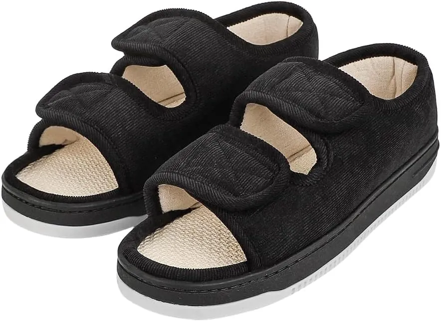 Seniors Wide Flat Sandals Elderly Women Shoes for Swollen Feet Midden-Aged Non-Slip Home Slippers Men Grandma Outdoor Footwear