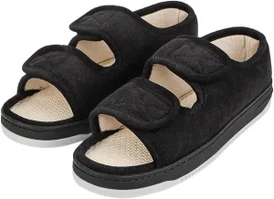 Seniors Wide Flat Sandals Elderly Women Shoes for Swollen Feet Midden-Aged Non-Slip Home Slippers Men Grandma Outdoor Footwear