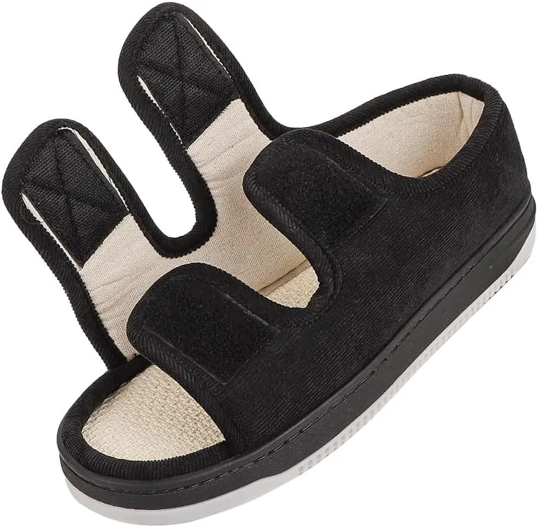 Seniors Wide Flat Sandals Elderly Women Shoes for Swollen Feet Midden-Aged Non-Slip Home Slippers Men Grandma Outdoor Footwear