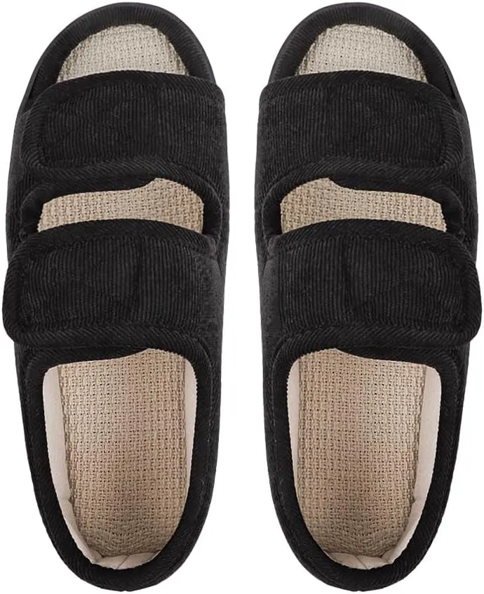 Seniors Wide Flat Sandals Elderly Women Shoes for Swollen Feet Midden-Aged Non-Slip Home Slippers Men Grandma Outdoor Footwear