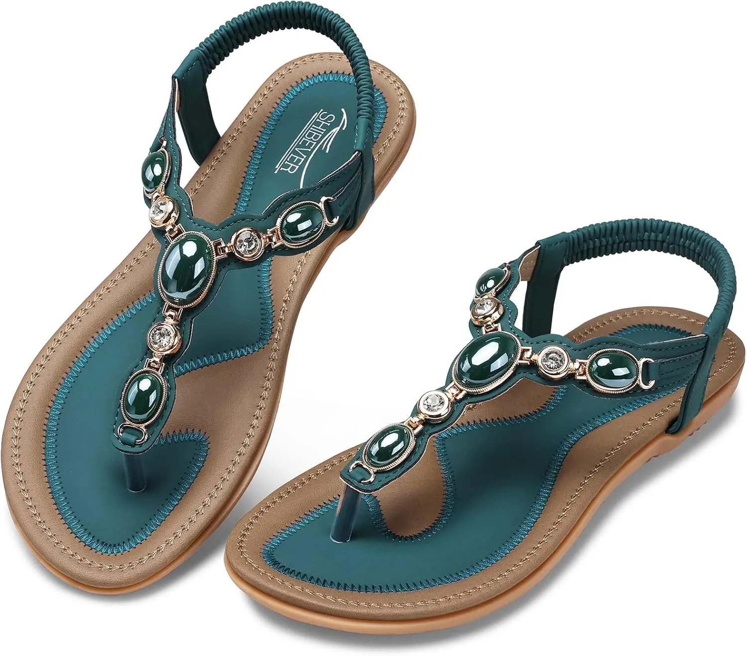 SHIBEVER Flat Sandals for Women Dressy: Summer Comfortable Dress Thong Flats Sandal