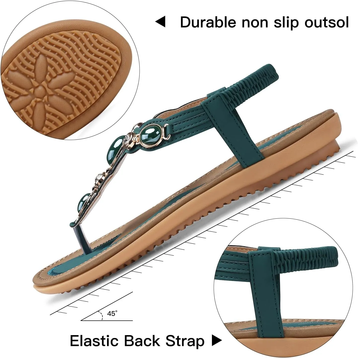 SHIBEVER Flat Sandals for Women Dressy: Summer Comfortable Dress Thong Flats Sandal