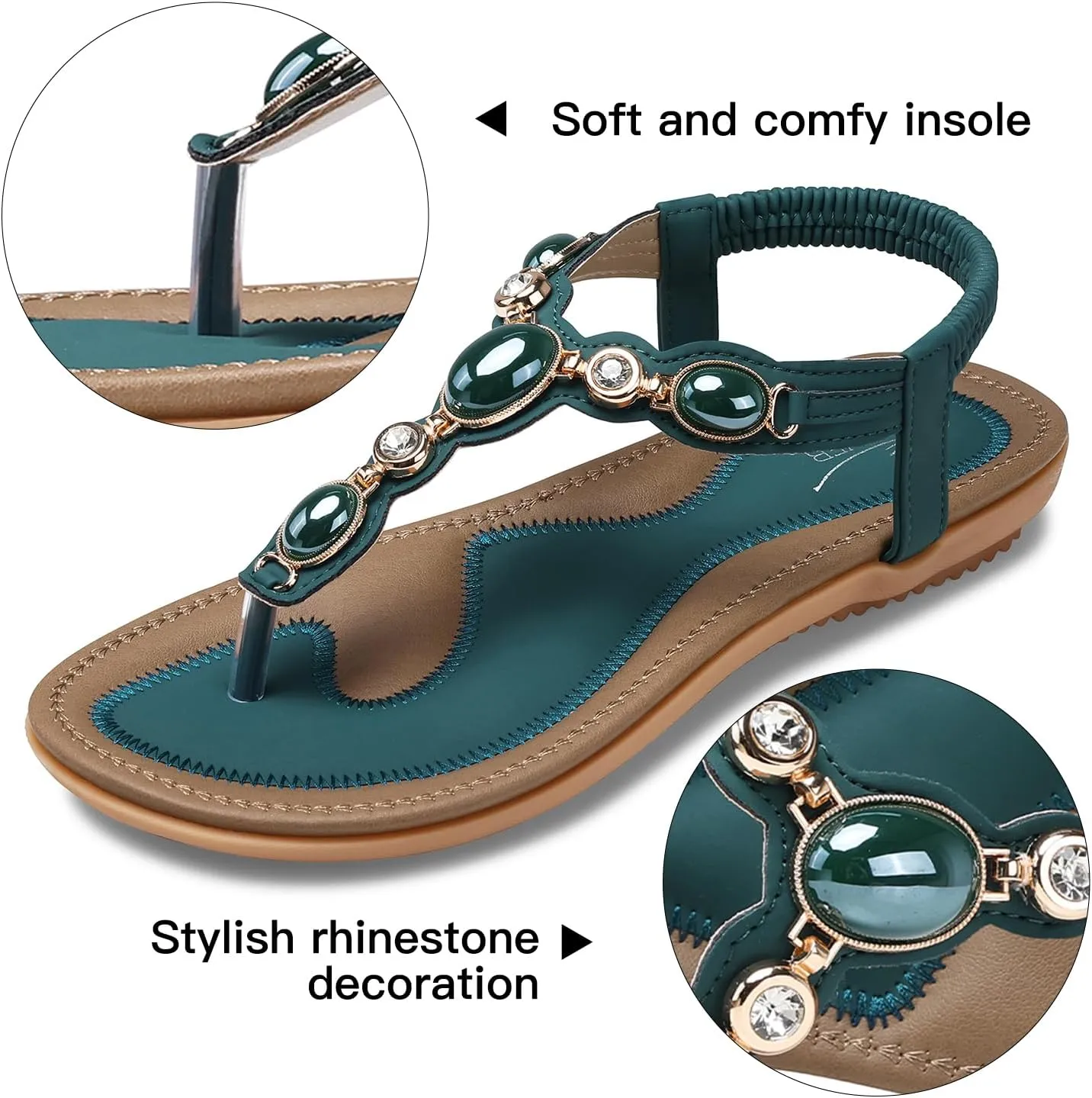 SHIBEVER Flat Sandals for Women Dressy: Summer Comfortable Dress Thong Flats Sandal