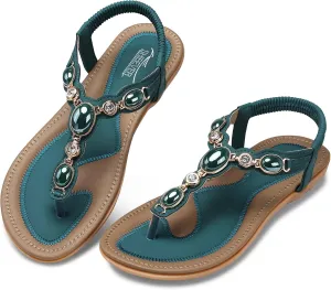 SHIBEVER Flat Sandals for Women Dressy: Summer Comfortable Dress Thong Flats Sandal