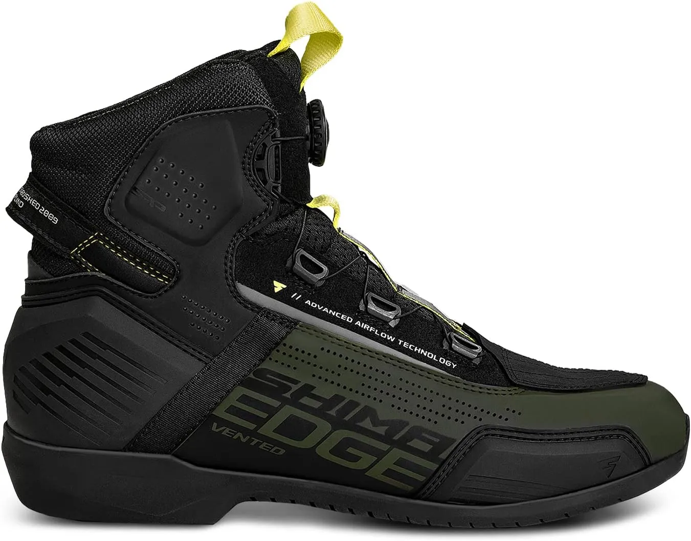 SHIMA Edge Vented, Motorcycle Shoes for Men - Breathable, Reinforced Street Riding Shoes with ATOP Closure System, Ankle Support, Anti-Slip Sole, Gear Pad (Khaki, 10)