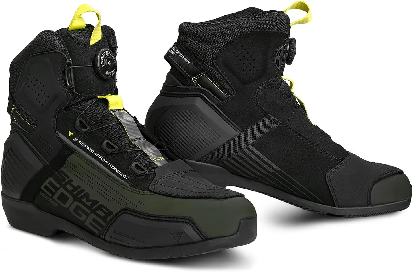 SHIMA Edge Vented, Motorcycle Shoes for Men - Breathable, Reinforced Street Riding Shoes with ATOP Closure System, Ankle Support, Anti-Slip Sole, Gear Pad (Khaki, 10)