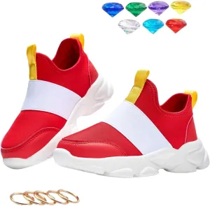 Shoes for Boys Girls Kids Red Sneakers Walking Slip on Sonic Shoes 2 Rings 7 Emeralds