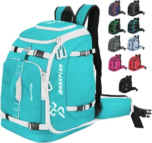 Ski Boot Bag - 65L Padded, Waterproof Ski Travel Backpack for Gear & Accessories