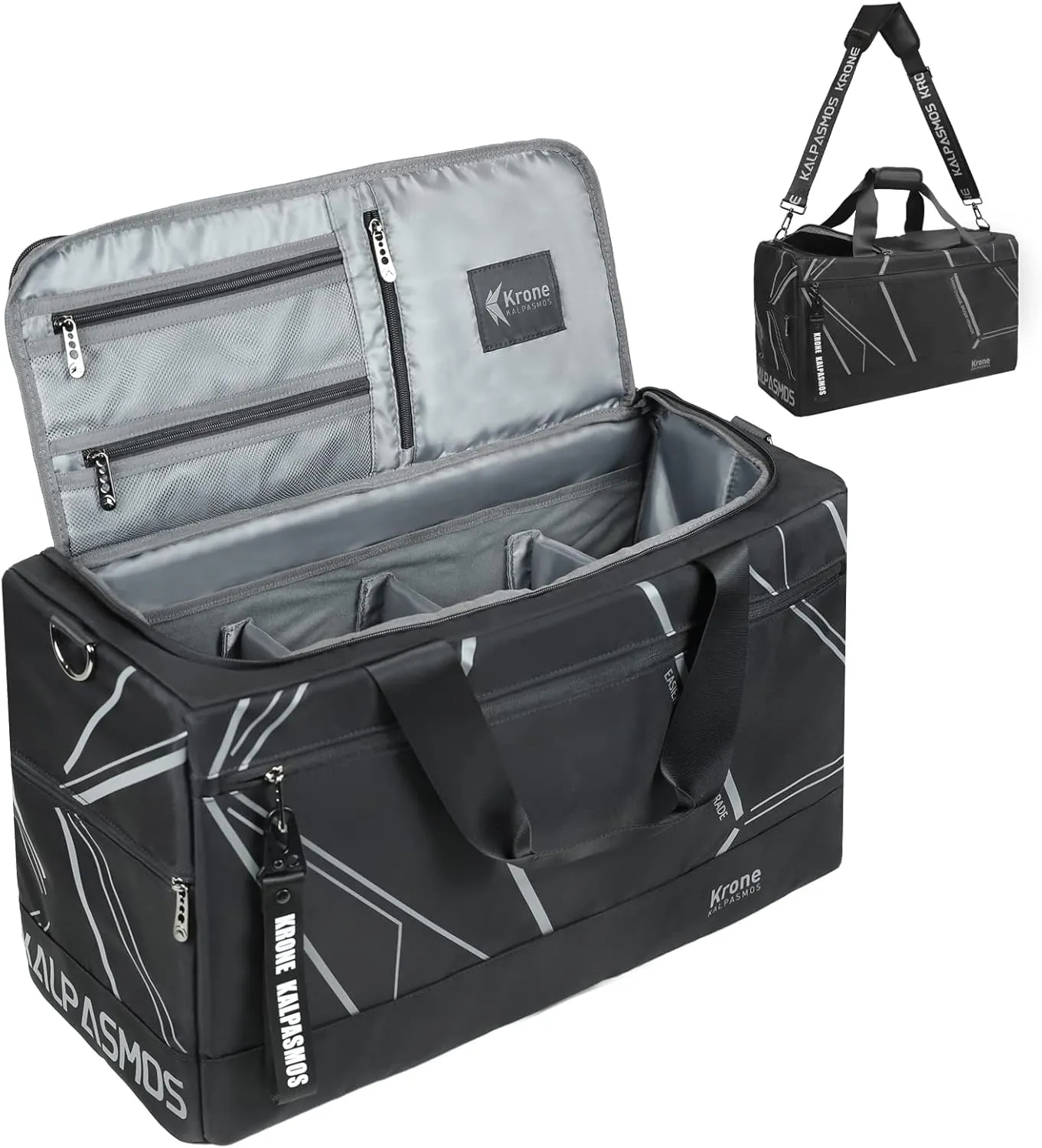 Sneaker Bag, Sport Duffel Bag for Men Women, Gym Bag, Gear Bag, Krone Kalpasmos Versatile Travel Duffel Bag with 3 Removable Dividers