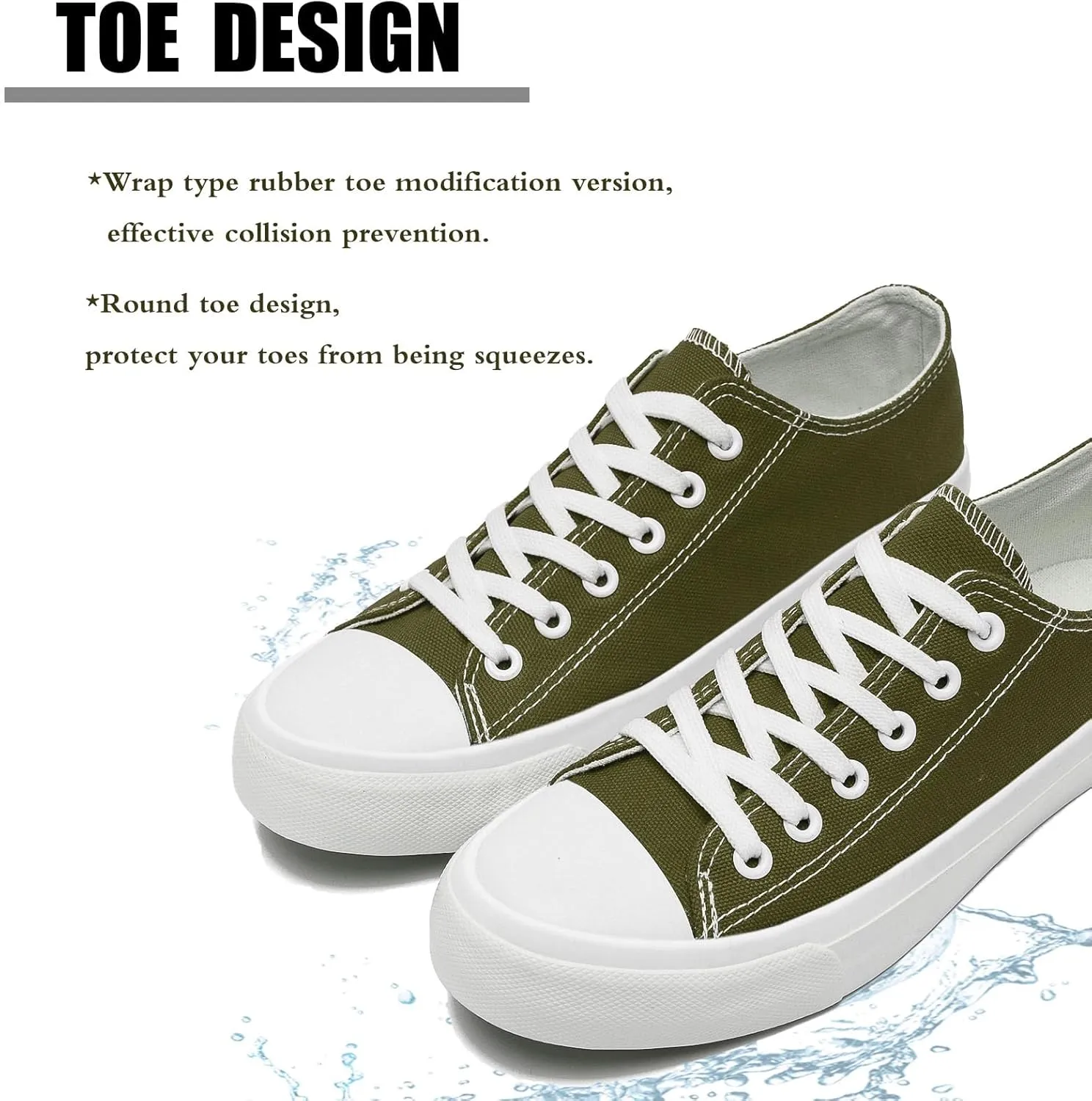 Soofylia Women's Canvas Fashion Sneakers, Grey, Flat Heel, Lace-Up, Lightweight, Breathable, Casual, Summer, Skateboarding
