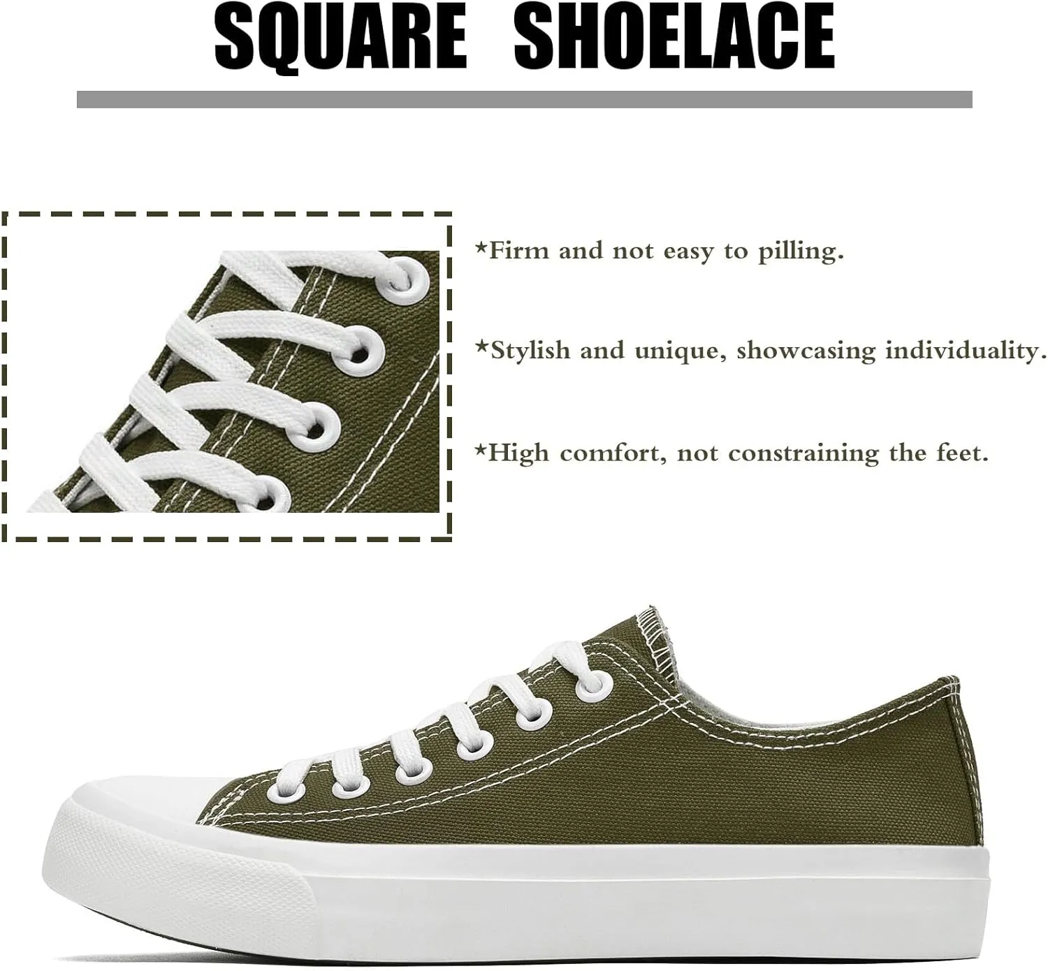 Soofylia Women's Canvas Fashion Sneakers, Grey, Flat Heel, Lace-Up, Lightweight, Breathable, Casual, Summer, Skateboarding