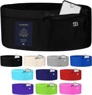 StashBandz Running Belt for Women & Men – Money Belt with 4 Large Secure Pockets (1 Zippered) | Fanny Pack & Phone Holder for Running, Travel, Hiking, and Workouts