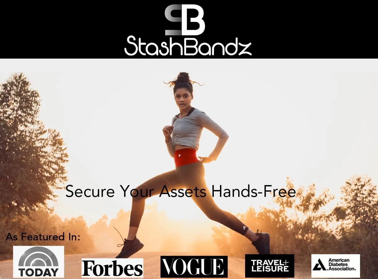 StashBandz Running Belt for Women & Men – Money Belt with 4 Large Secure Pockets (1 Zippered) | Fanny Pack & Phone Holder for Running, Travel, Hiking, and Workouts