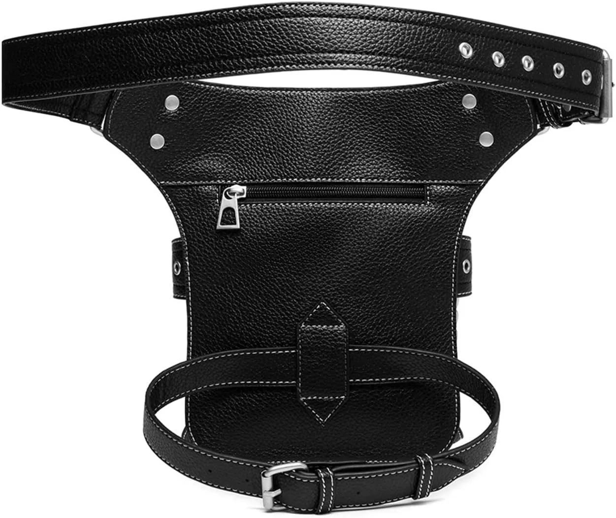 Steampunk Waist Bag Fanny Pack Thigh Holster Purse Gothic Leather Shoulder Crossbody Hiking Chain Messenger Bag