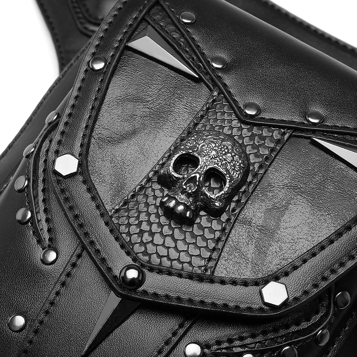 Steampunk Waist Bag Fanny Pack Thigh Holster Purse Gothic Leather Shoulder Crossbody Hiking Chain Messenger Bag
