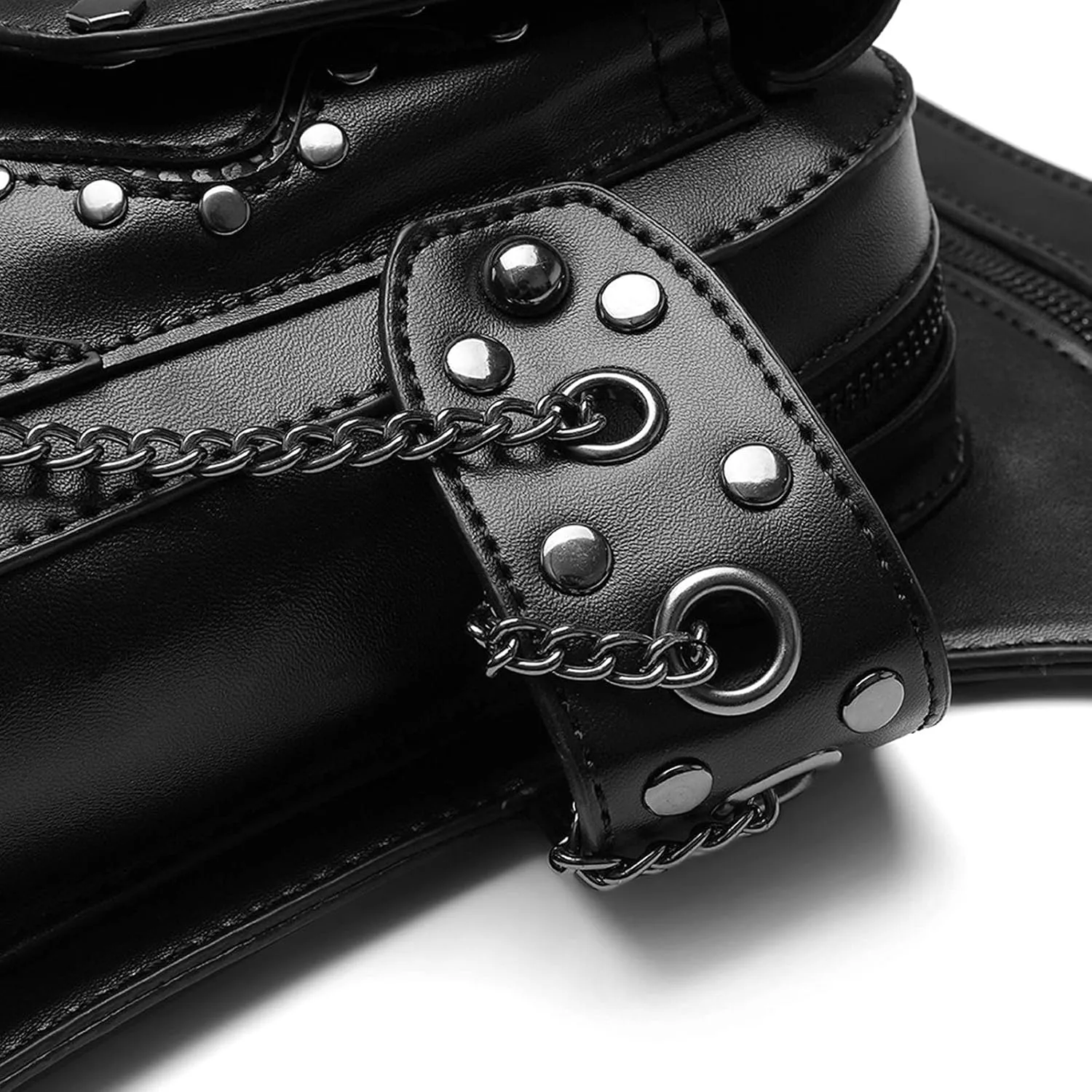 Steampunk Waist Bag Fanny Pack Thigh Holster Purse Gothic Leather Shoulder Crossbody Hiking Chain Messenger Bag