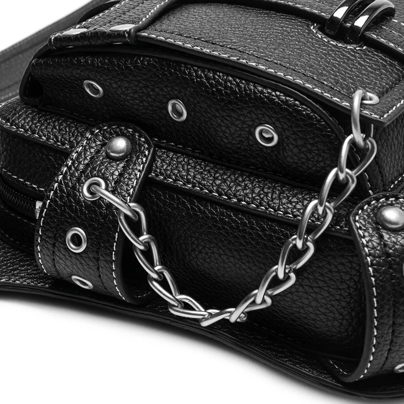 Steampunk Waist Bag Fanny Pack Thigh Holster Purse Gothic Leather Shoulder Crossbody Hiking Chain Messenger Bag