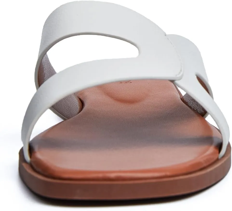 Stratuxx Kaze Womens Flat Sandals Flat Slide Sandals White,Black, Brown,Metallic Flat Sandals Leopard