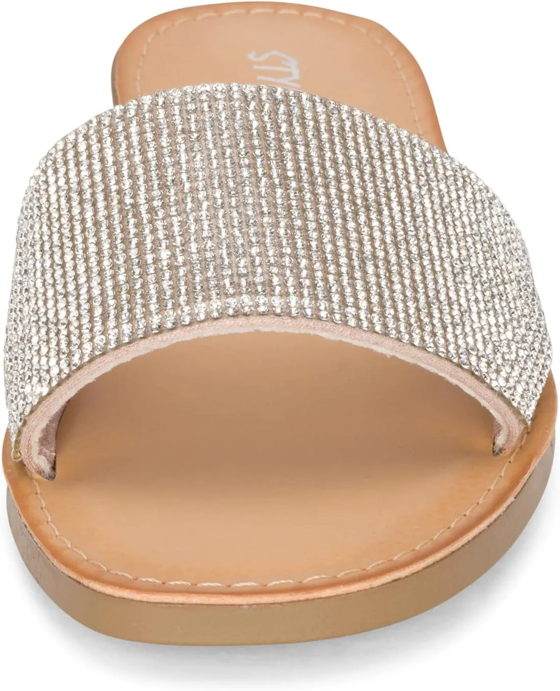 STYLISH S SAVVY - Womens Open Toe Flexible Soft Single Band Rhinestone Flat Sandals