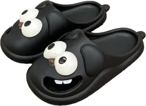Summer Big Eye Dog Slippers, Unisex Cute Cartoon Comfy Slippers, Indoor Bathroom Comfy Flat Slide Shoes, Non-Slip Lightweight Shower Beach Pool Outdoor Slides