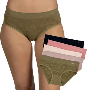 TAHARI Women's 5-Pack Seamless Hipster Underwear Invisible No Show Comfy Everyday Panties for Women