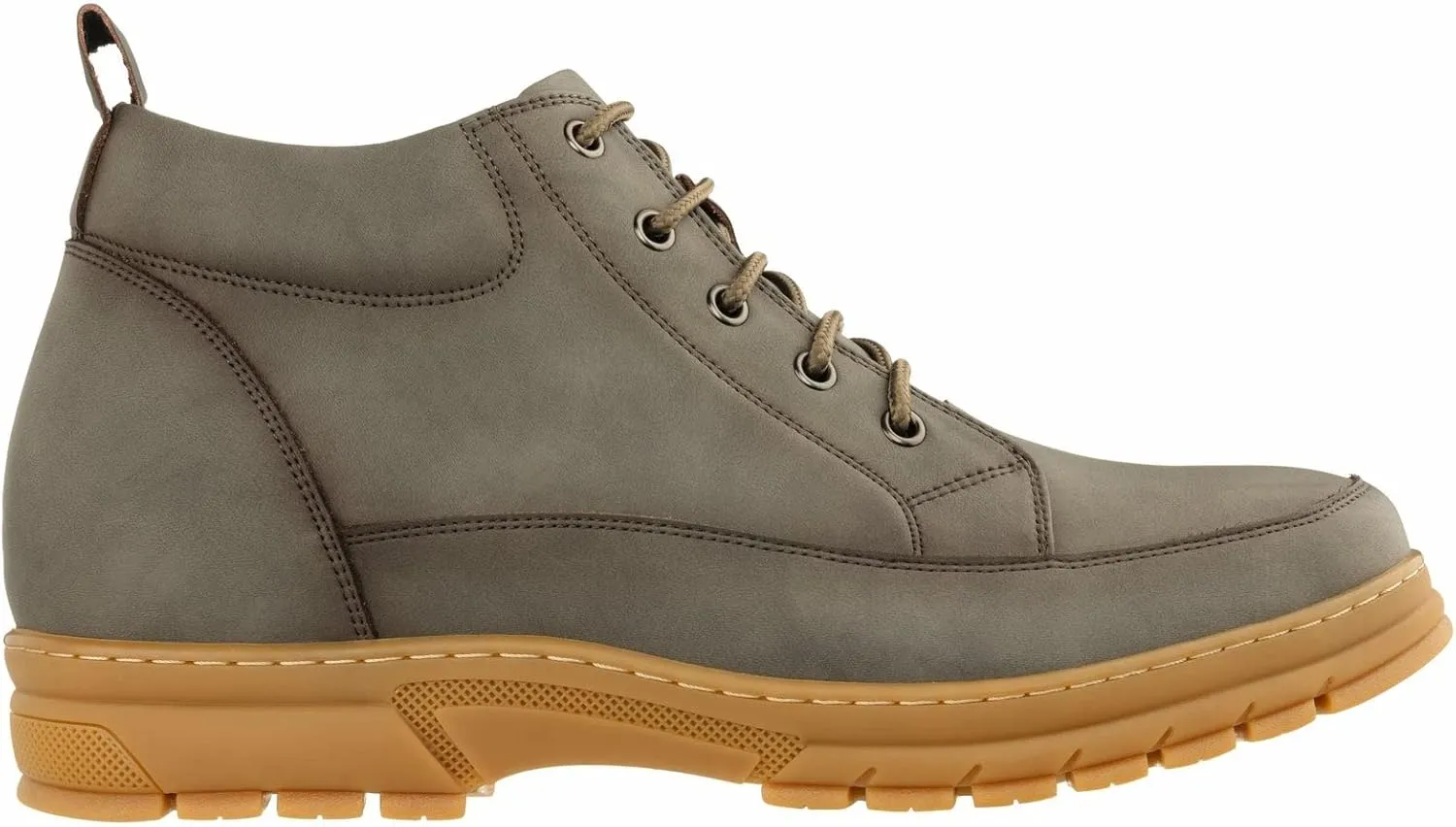 TOTO Men's Invisible Height Increasing Elevator Shoes - Grey Premium Leather Lace-up Hiking-Style Boots - 2.8 Inches Taller - K11551 - Size 9 D(M) US