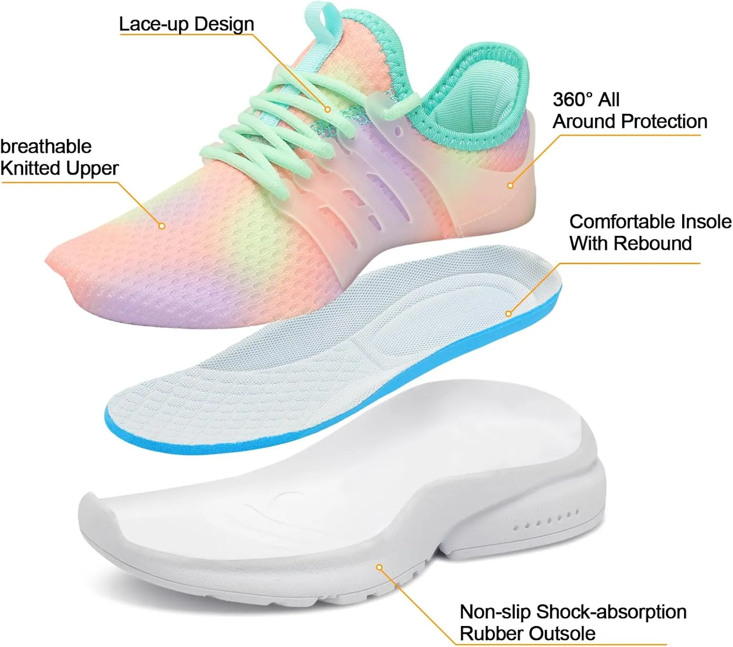 Troadlop Kids Sneaker Lightweight Breathable Running Tennis Boys Girls Shoes