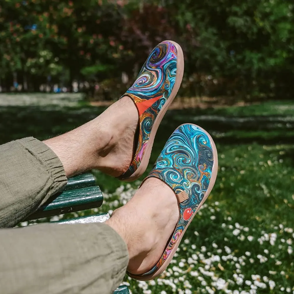 UIN Men's Painted Slipper Lightweight Comfort Mules Walking Casual Household Slip Ons Art Travel Shoes Malaga