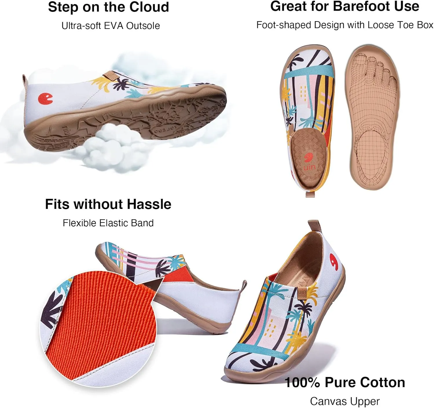 UIN Women's Walking Travel Shoes Slip On Microfiber Casual Loafers Lightweight Comfort Fashion Sneaker Toledo
