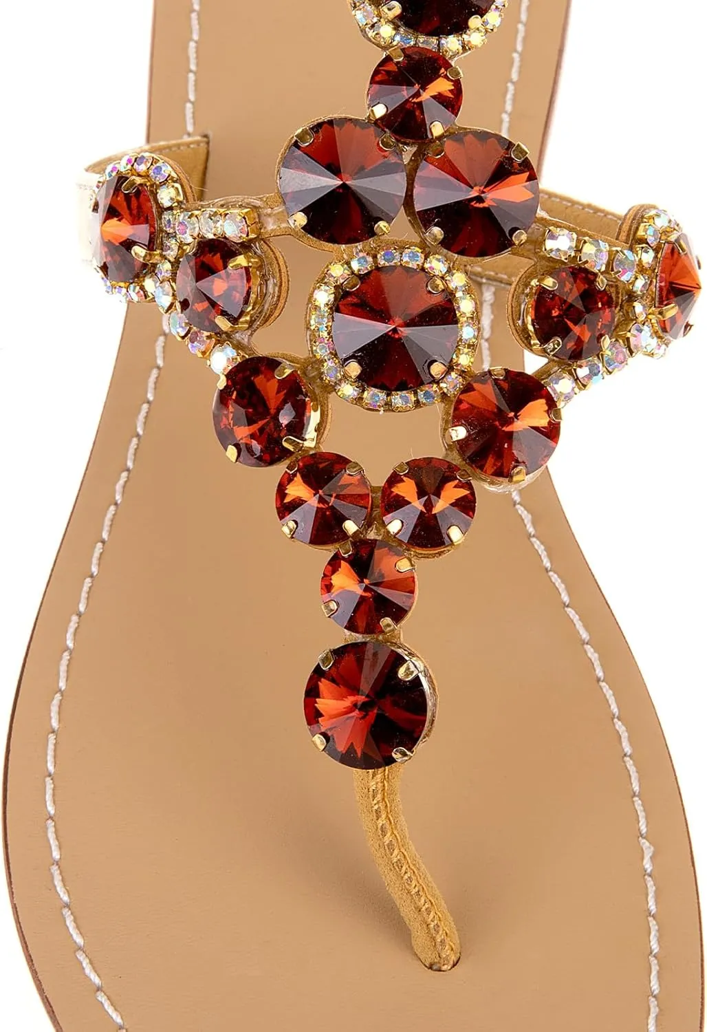 UTIKLIOU Women's Rhinestone Flat Sandals T-Strap Thong Sandals Summer Flat Sandals Flip Flop Sandals for Women
