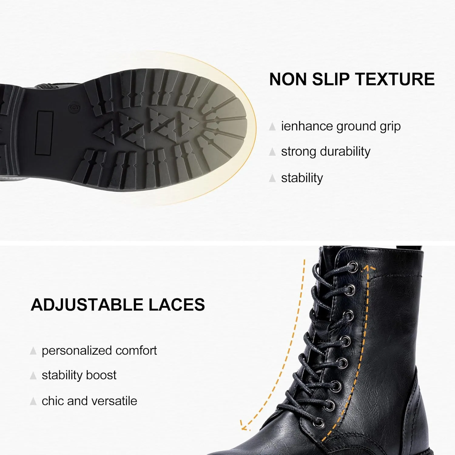 Vepose Women's Combat Ankle Black Flat Boots, Military Fashion 925 Booties Inner Zipper