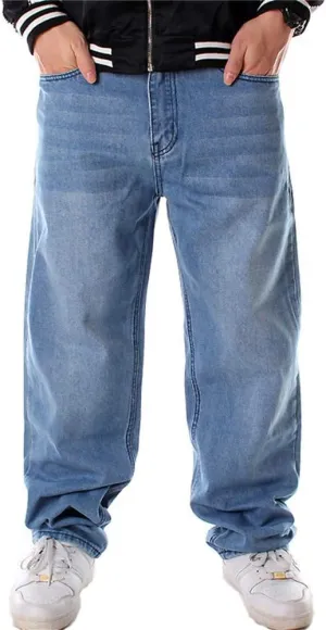 Veroders Men's Baggy Hip Hop Blue Jeans Loose Skateboard Pants Straight Baggy Skater Jeans for Men