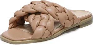 Vionic Women's Poppy Braided Vio-Motion Insole Slide Sandal- Supportive Dressy Flat Sandals That Includes an Orthotic Insole and Cushioned Outsole for Arch Support, Medium and Wide Fit, Sizes 5-11