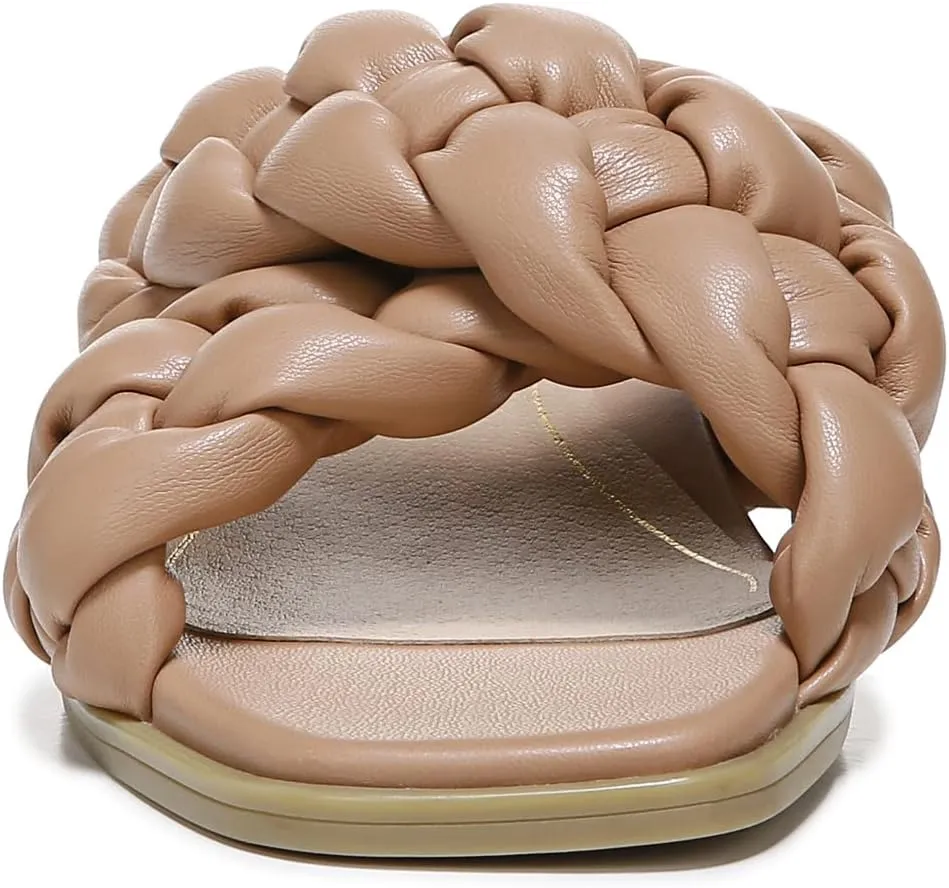 Vionic Women's Poppy Braided Vio-Motion Insole Slide Sandal- Supportive Dressy Flat Sandals That Includes an Orthotic Insole and Cushioned Outsole for Arch Support, Medium and Wide Fit, Sizes 5-11