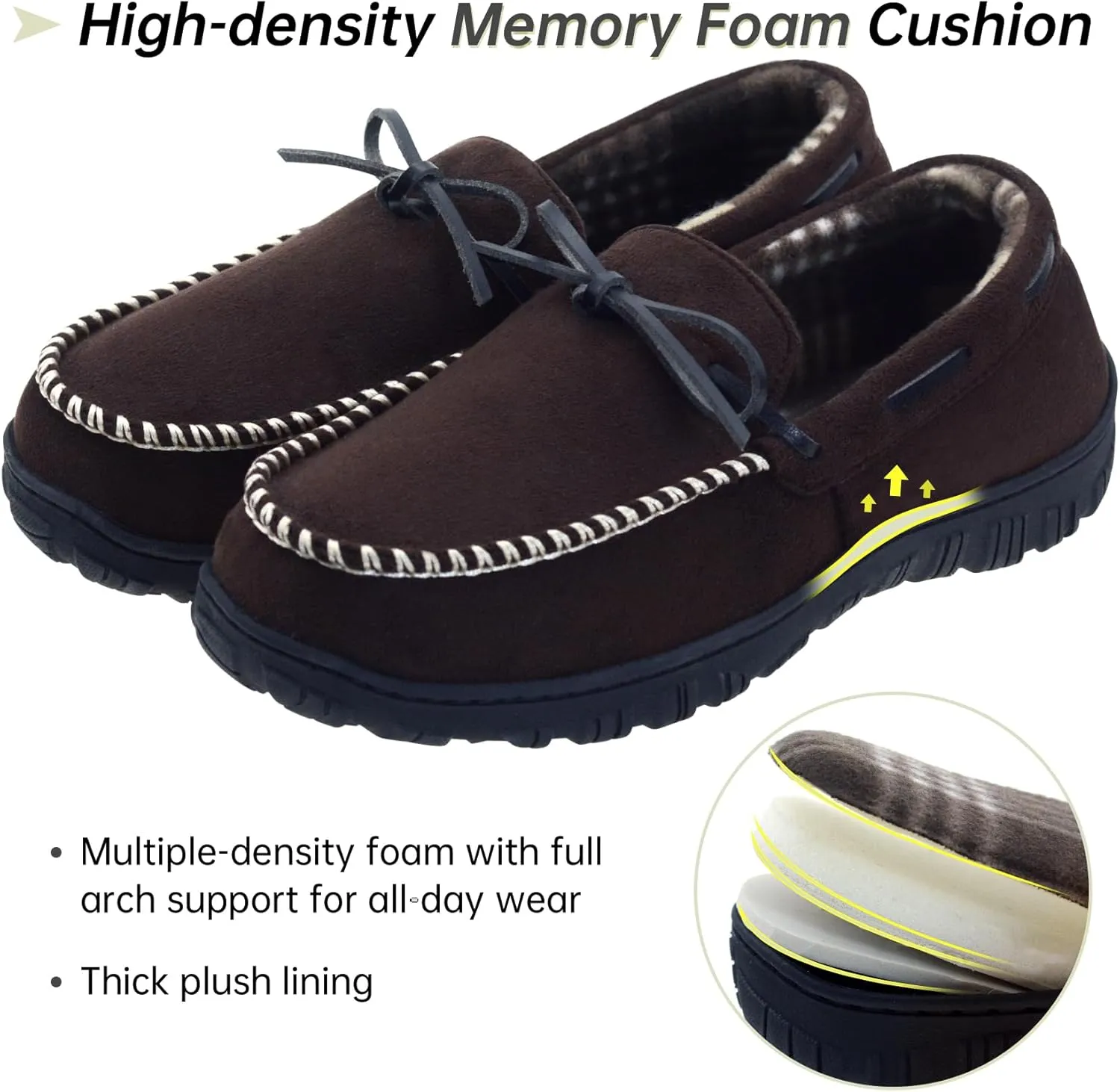 Vonair Mens Moccasin Slippers Indoor Outdoor Slip on Warm House Shoes Breathable Moccasins for Men