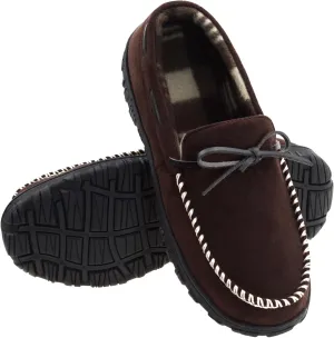 Vonair Mens Moccasin Slippers Indoor Outdoor Slip on Warm House Shoes Breathable Moccasins for Men