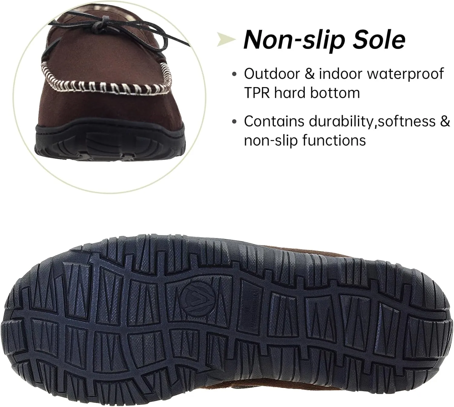 Vonair Mens Moccasin Slippers Indoor Outdoor Slip on Warm House Shoes Breathable Moccasins for Men