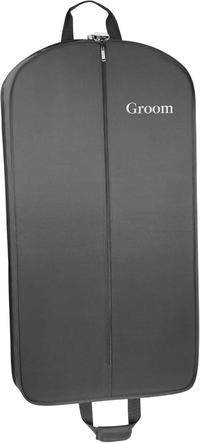 WallyBags 40” Deluxe Groom Tux and Suit Garment Bag Two Pockets, Black-G3, 40-Inch