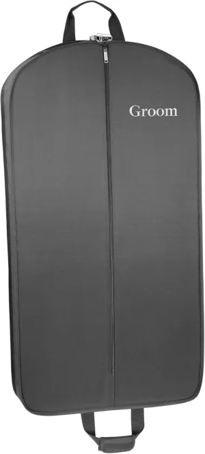 WallyBags 40” Deluxe Groom Tux and Suit Garment Bag Two Pockets, Black-G3, 40-Inch