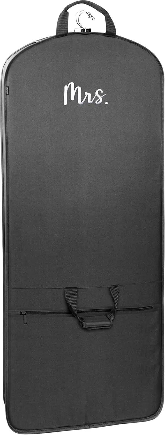 WallyBags® Garment Bag Premium Tri-Fold Travel Exterior Pocket, Black-M1, 60-Inch