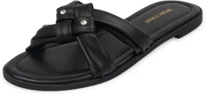 Women Dressy Sandals Strappy Knotted Slide Sandals Cute Comfy Open Toe Slip On Sandals