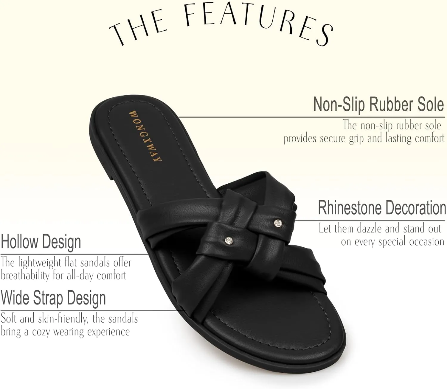 Women Dressy Sandals Strappy Knotted Slide Sandals Cute Comfy Open Toe Slip On Sandals