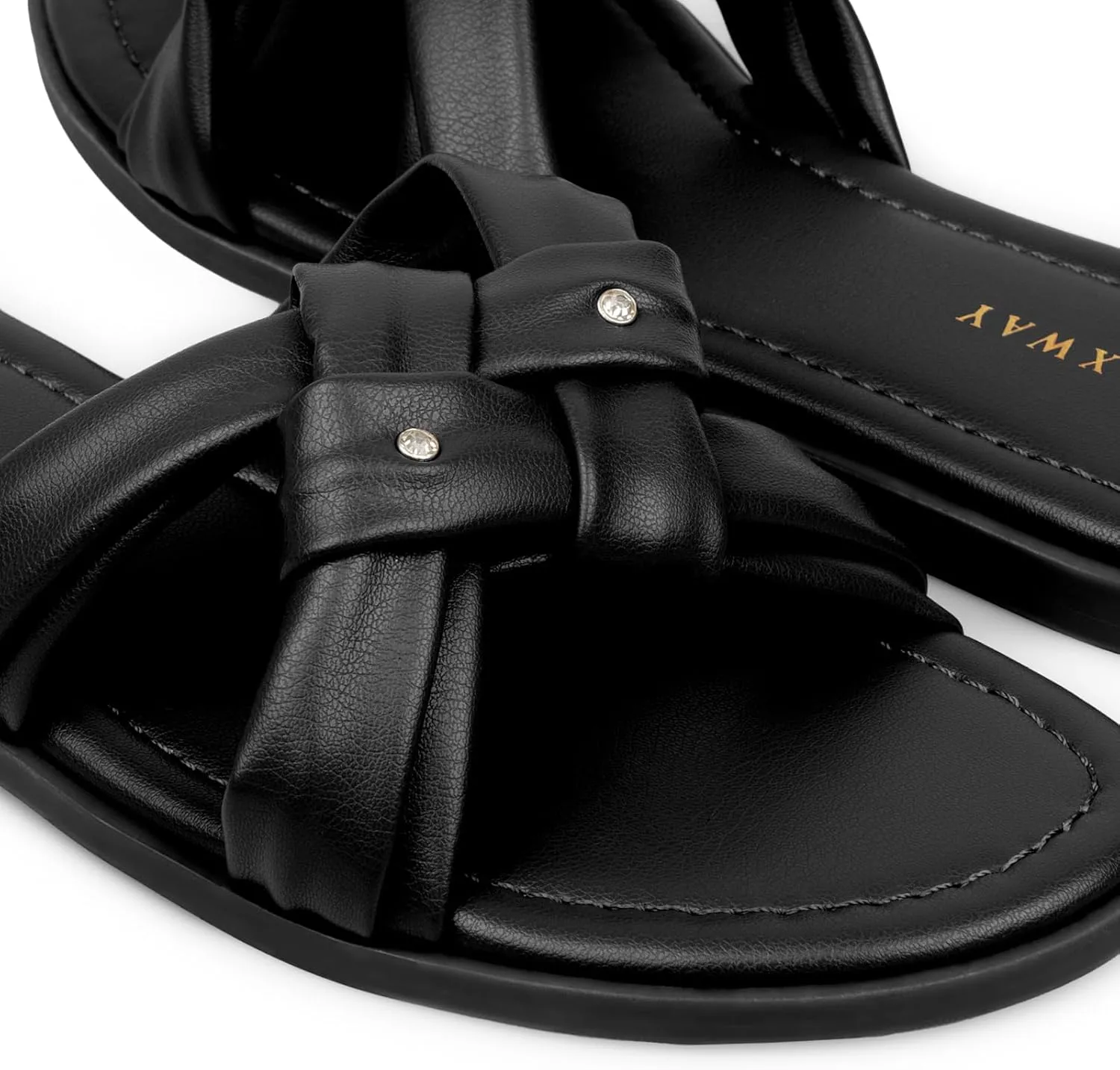 Women Dressy Sandals Strappy Knotted Slide Sandals Cute Comfy Open Toe Slip On Sandals