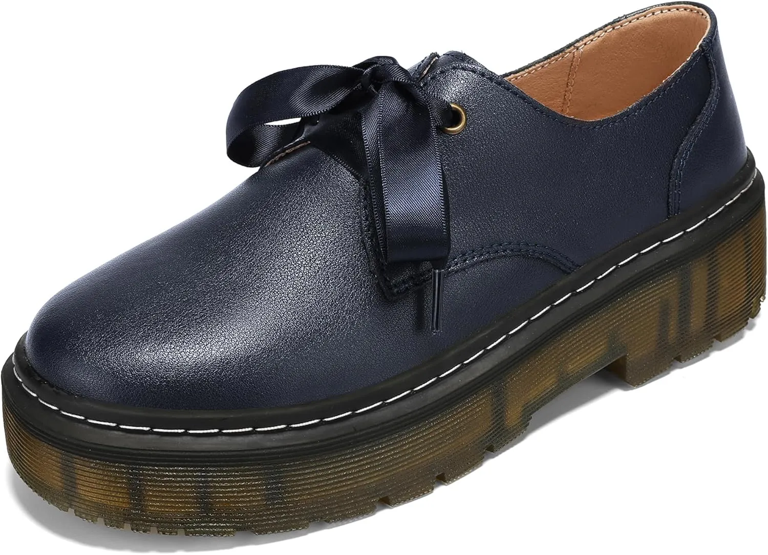 Women Lace-up Platform Chunky Loafers Classic Lug Sole Oxford Shoes Business Work Office Dress Shoes