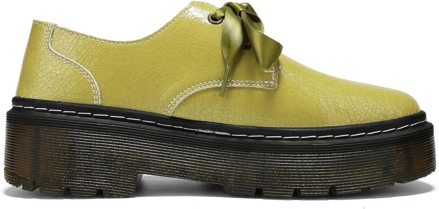 Women Lace-up Platform Chunky Loafers Classic Lug Sole Oxford Shoes Business Work Office Dress Shoes
